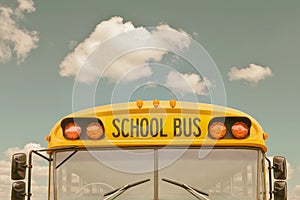 Old American yellow school bus