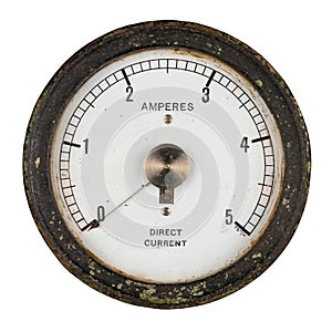 Old ammeter with central pointer pivot