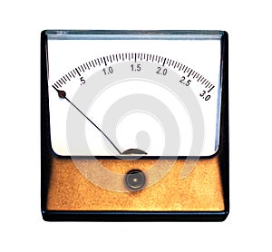 Old ampermeter on white background