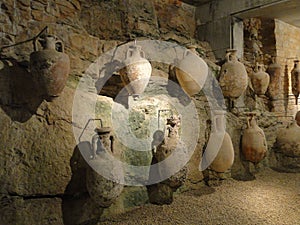 Old amphoras made by romans in the antiquity, in Pula