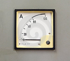 An Old analog ammeter gauges