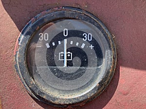 old analog car instrument ammeter close-up