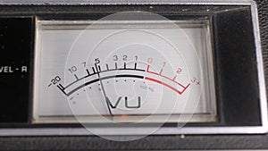 Old analog indicator. Arrow indicator of recording and playback signal.