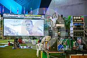 The old analog rotary film movie projector at NSM Night at the Museum Festival 2022