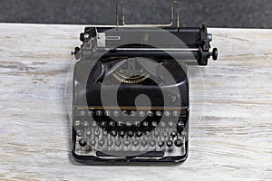 Old analog typewriter with a Russian keyboard