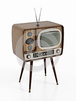 Old analogue television isolated on white background. 3D illustration