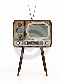 Old analogue television isolated on white background. 3D illustration