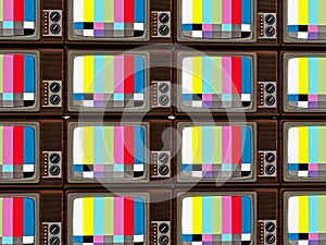 Old analogue television stack. 3D illustration