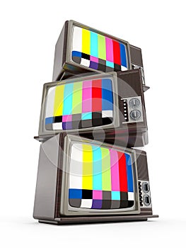 Old analogue television stack. 3D illustration