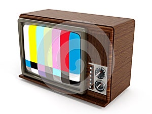 Old analogue television with test screen. 3D illustration