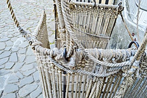 An old ancient basket for a rope balloon.