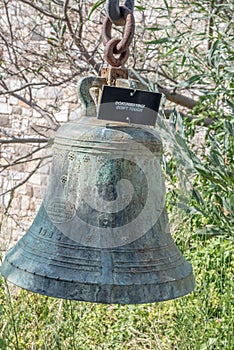 Old ancient big bell in Bodrum Castle