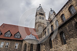 The old and ancient church in Halberstadt, Germany