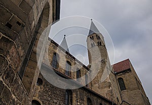 The old and ancient church in Halberstadt, Germany