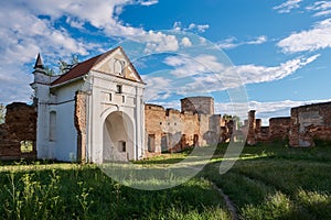 Old ancient Gate of ruins of the Carthusian monastery 1648-1666 years in Beryoza city, Brest region, Belarus