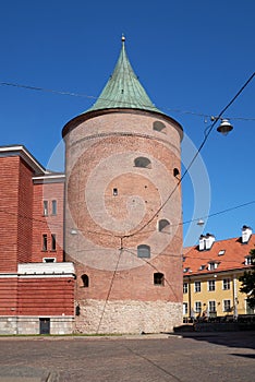 Old ancient medieval gunpowder tower, Riga, Latvia