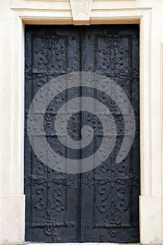 Old ancient metal door texture in european medieval style