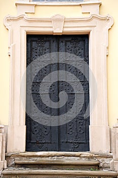 Old ancient metal door texture in european medieval style