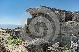 old ancient ruins of gladiatorial houses near the city of hierapolis in pamukkale turkey