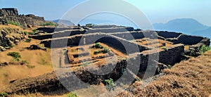 Old Ancient Stone Structures Of Raigad Fort In Western Sahyadri Ghats