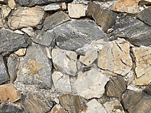 Old ancient wall with different stones as abstract background