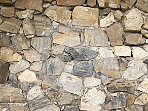 Old ancient wall with different stones as abstract background