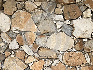 Old ancient wall with different stones as abstract background