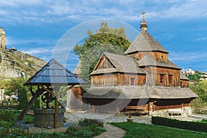 Old ancient wooden church in Kamianets-Podilskyi