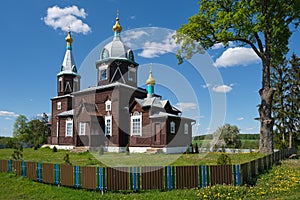 Old ancient wooden Church of St George the Victorious in Slobodka, Minsk region, Belarus.