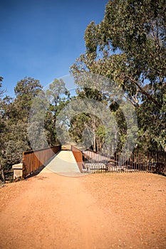 An old and anew pedestrian walking bridge in John Forrest National Park