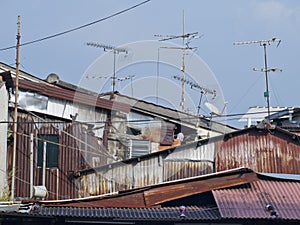 Old antenna on roof of Melaka's House