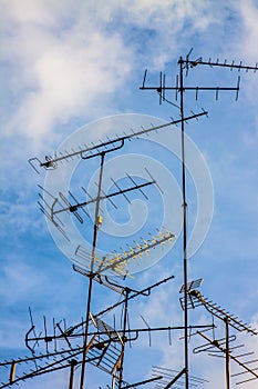 Old antennas on a palace of portugal, lisbon