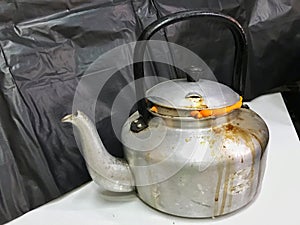 Old and antique aluminum kettle