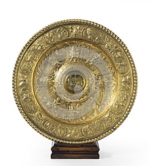 Old antique Arms dish on stand