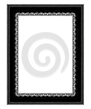 Old antique black frame Isolated on white background