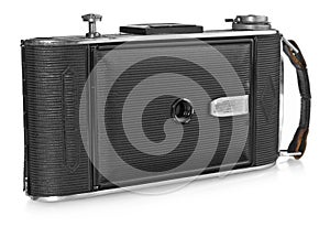 Old, antique black pocket camera.