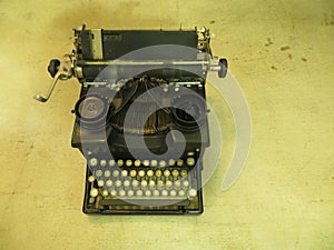 Old antique black typewriter