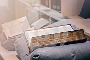 Old antique books on display