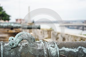 Old antique cannon on the Fort Wall