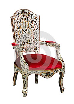 Old antique chair isolated on white