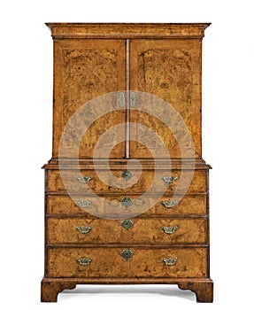 Old antique chest on chest traditional European bureau secretaire