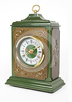 Old antique clock isolated on white