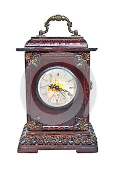 Old antique clock isolated on white