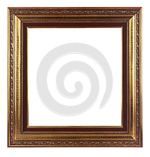 Old antique gold frame isolated on white