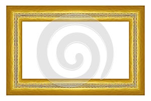 Old antique gold frame isolated on white background
