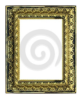 Old antique gold frame Isolated on white background.