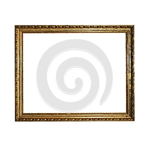 Old antique gold frame over white