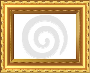 The old antique gold frame over white background