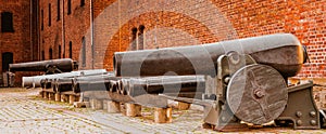 Old antique gun cannons, photos taken during the day