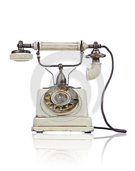 Old Antique Phone Over White